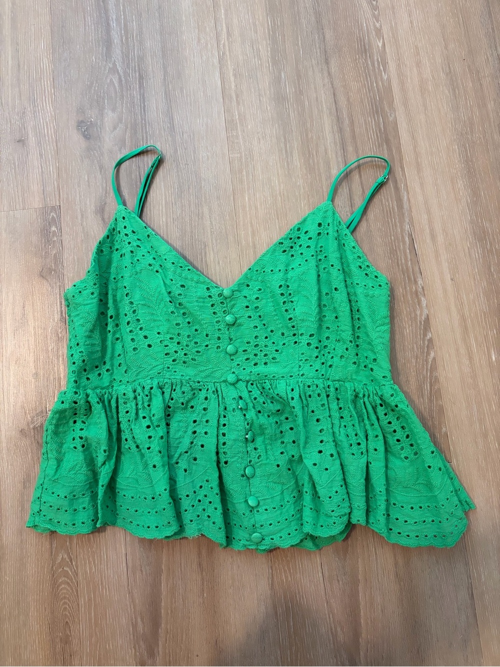 Altar'd State Green Eyelet Peplum Cami Top